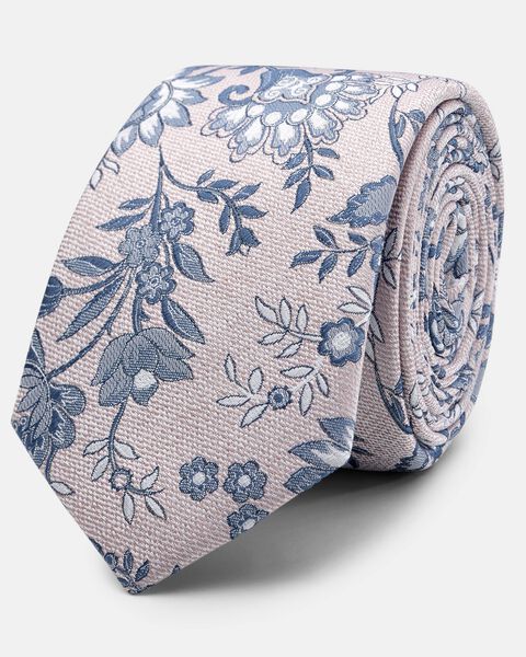 Mens Dusty Pink Floral Silk Tie